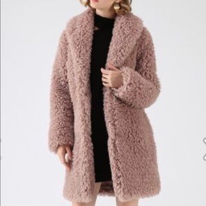 New w/tag Chicwish Faux Fur Longline Coat in Mauve